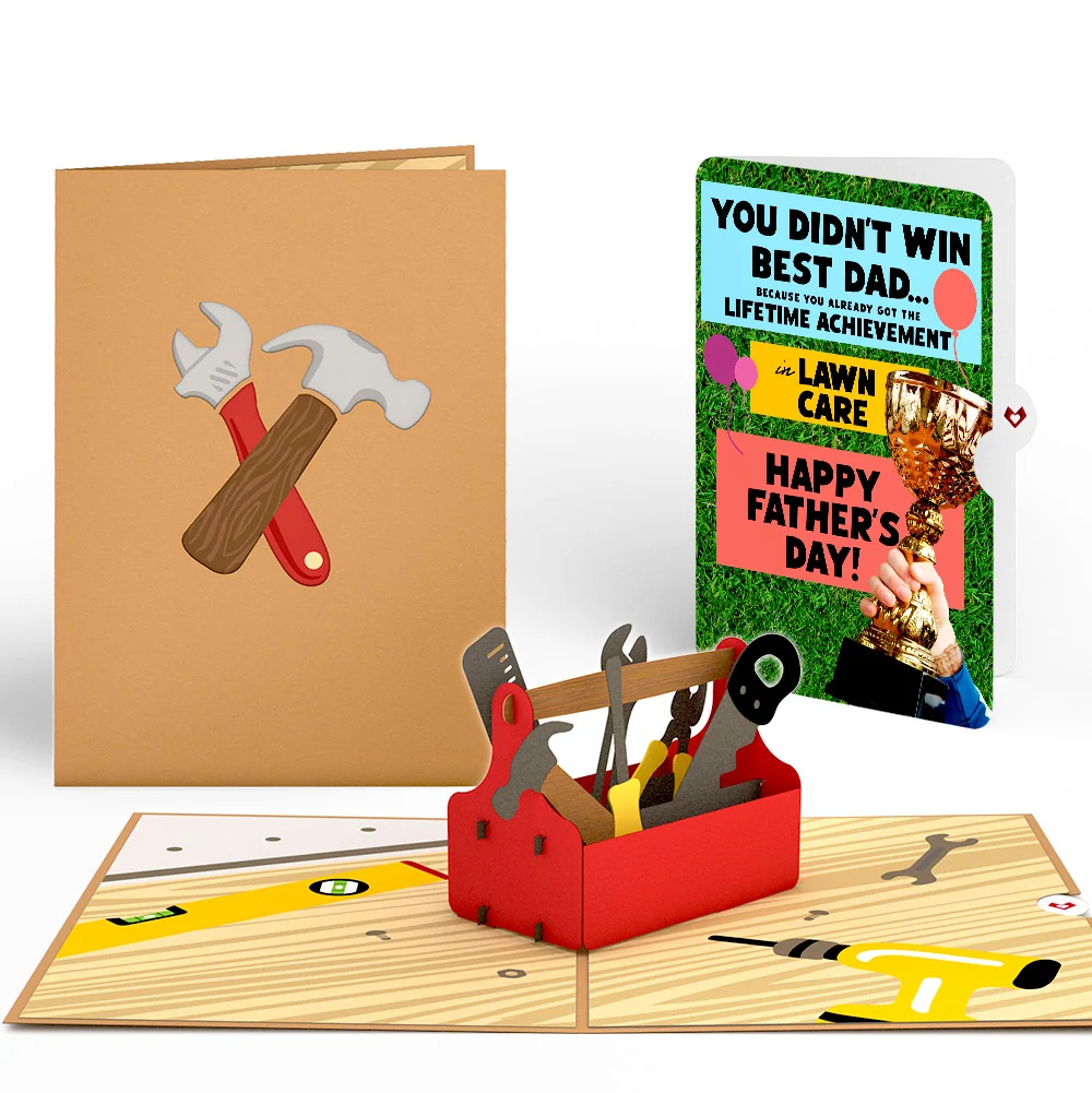 Lovepop Toolbox Father's Day Pop-Up Card and Trophy Lawn Care Sentiment Set