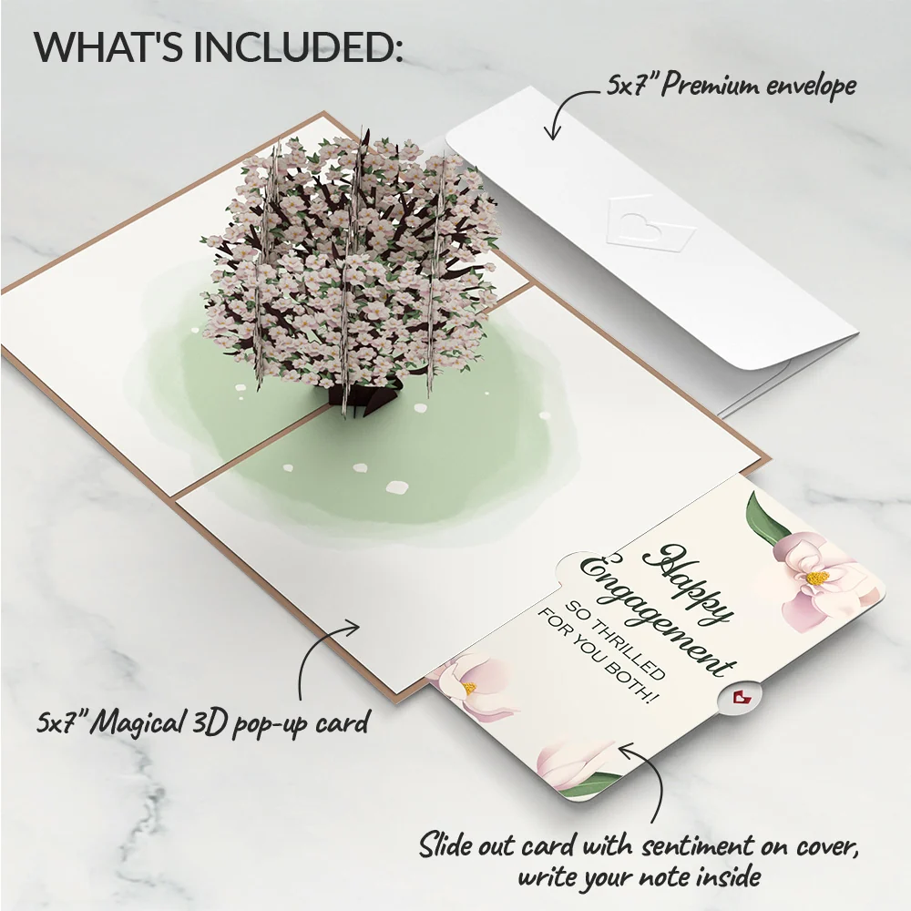 Lovepop Pink Magnolia Tree Engagement Pop-Up Card and Sentiment Set - Image 2
