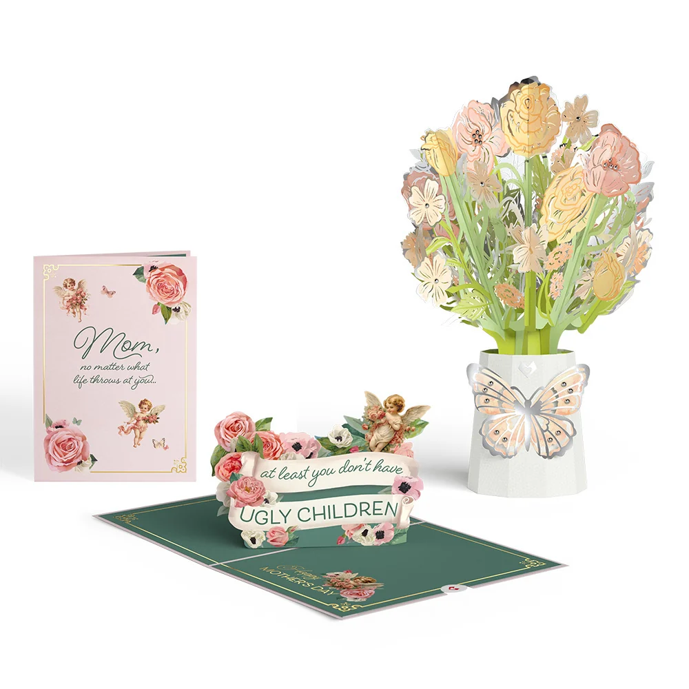 Lovepop At Least You Don't Have Ugly Children Mother's Day Pop-Up Card & Luxe Bouquet Bundle