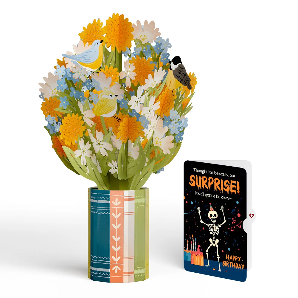 Lovepop Spring Joy Birthday Bouquet and Surprise Skeleton Sentiment Set Vase