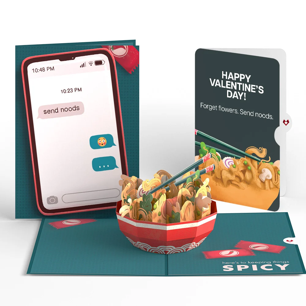 Lovepop Send Noods Spicy Valentine's Day Pop-Up Card and Sentiment Set Bowl