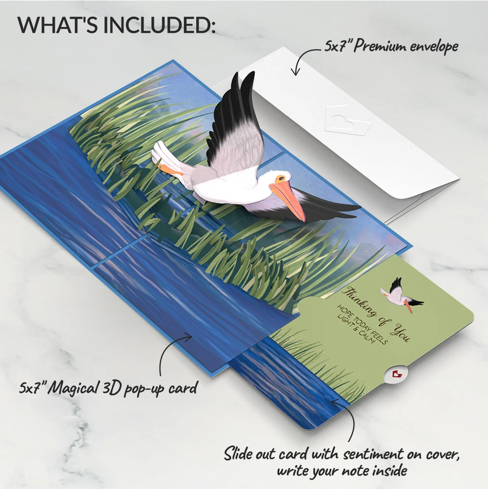 Lovepop Pelican in the Marsh Thinking of you Pop-Up Card and Sentiment Set - Image 2