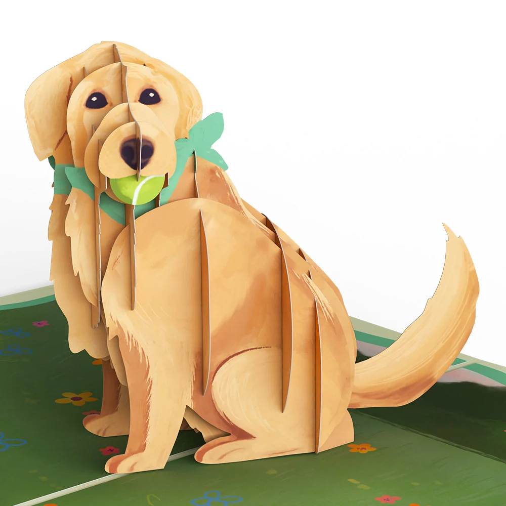 Lovepop Playful Golden Retriever Pop-Up Card - Image 2