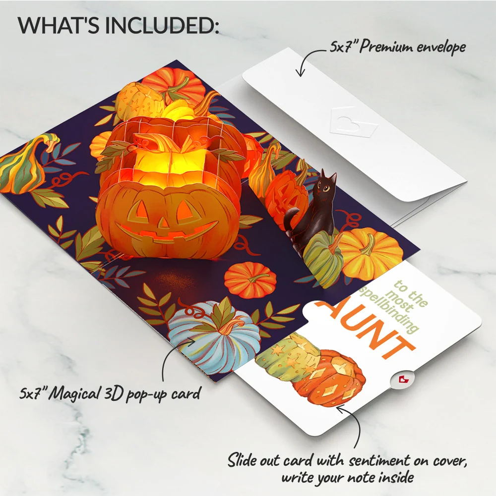 Lovepop Happy Halloween Pumpkin Light-Up Pop-Up Card and Sentiment Set for Aunt - Image 2