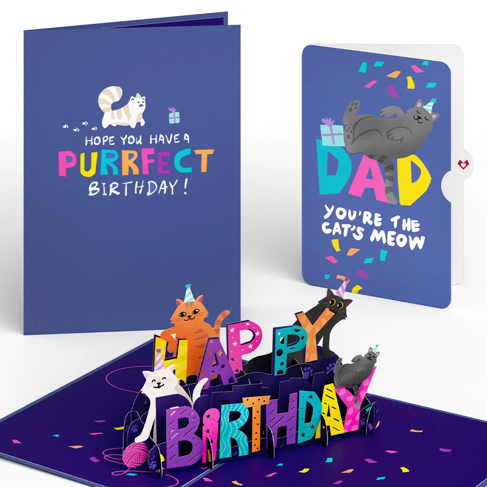 Lovepop Happy Birthday Cats Pop-Up Card and Sentiment Set for Dad