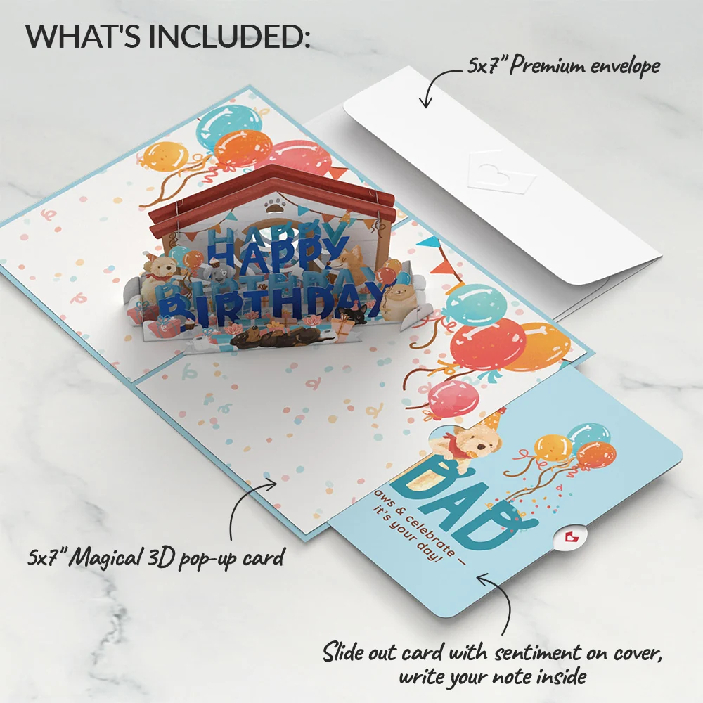Lovepop Happy Birthday Dogs Pop-Up Card and Sentiment Set for Dad - Image 2