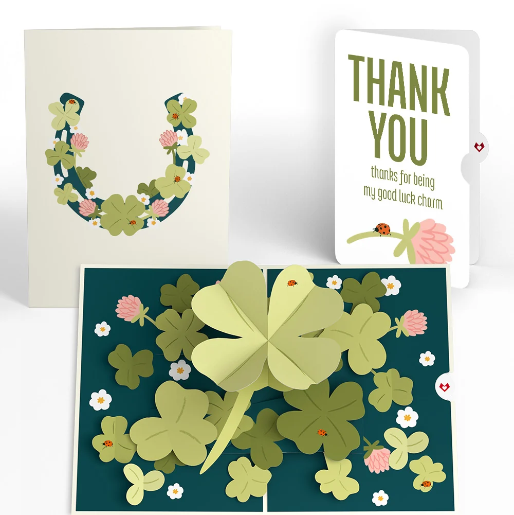 Lovepop Shamrock Fields Thank You Pop-Up Card and Sentiment Set Cream