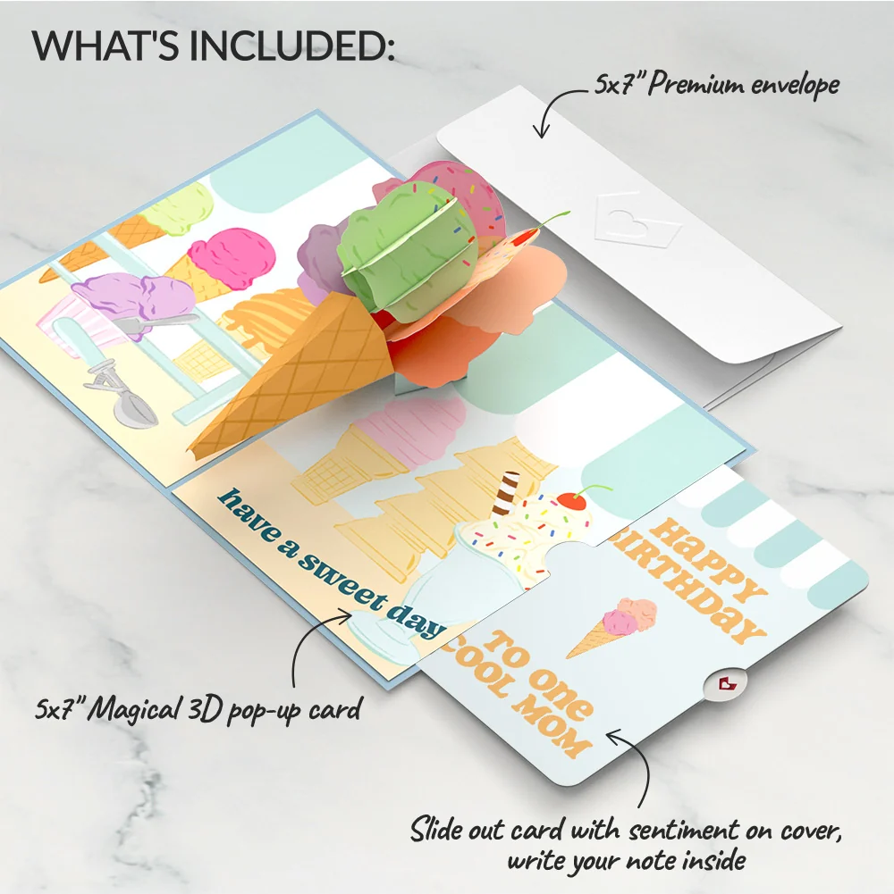 Lovepop Sweet Day Ice Cream Birthday Pop-Up Card and Sentiment Set for Mom - Image 2