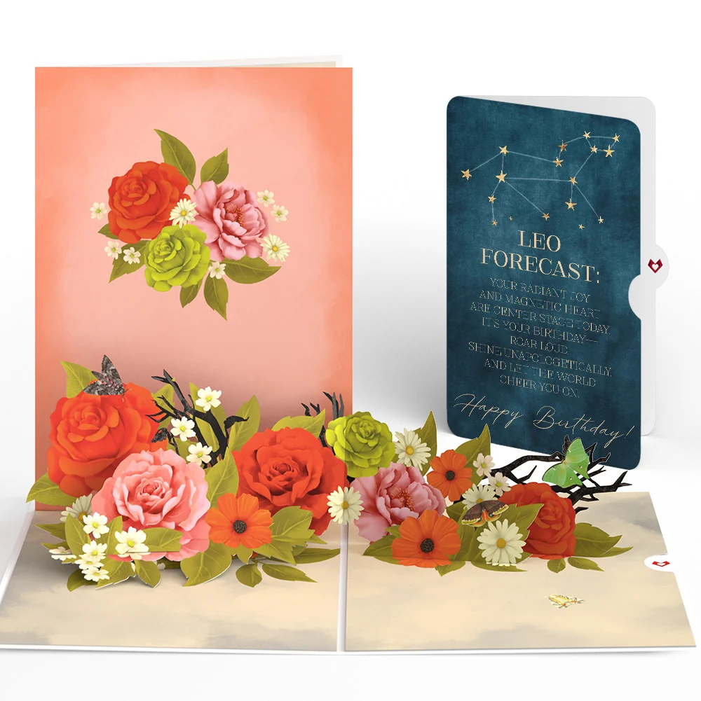 Lovepop Midnight Florals Birthday Pop-Up Card and Leo Zodiac Sentiment Set