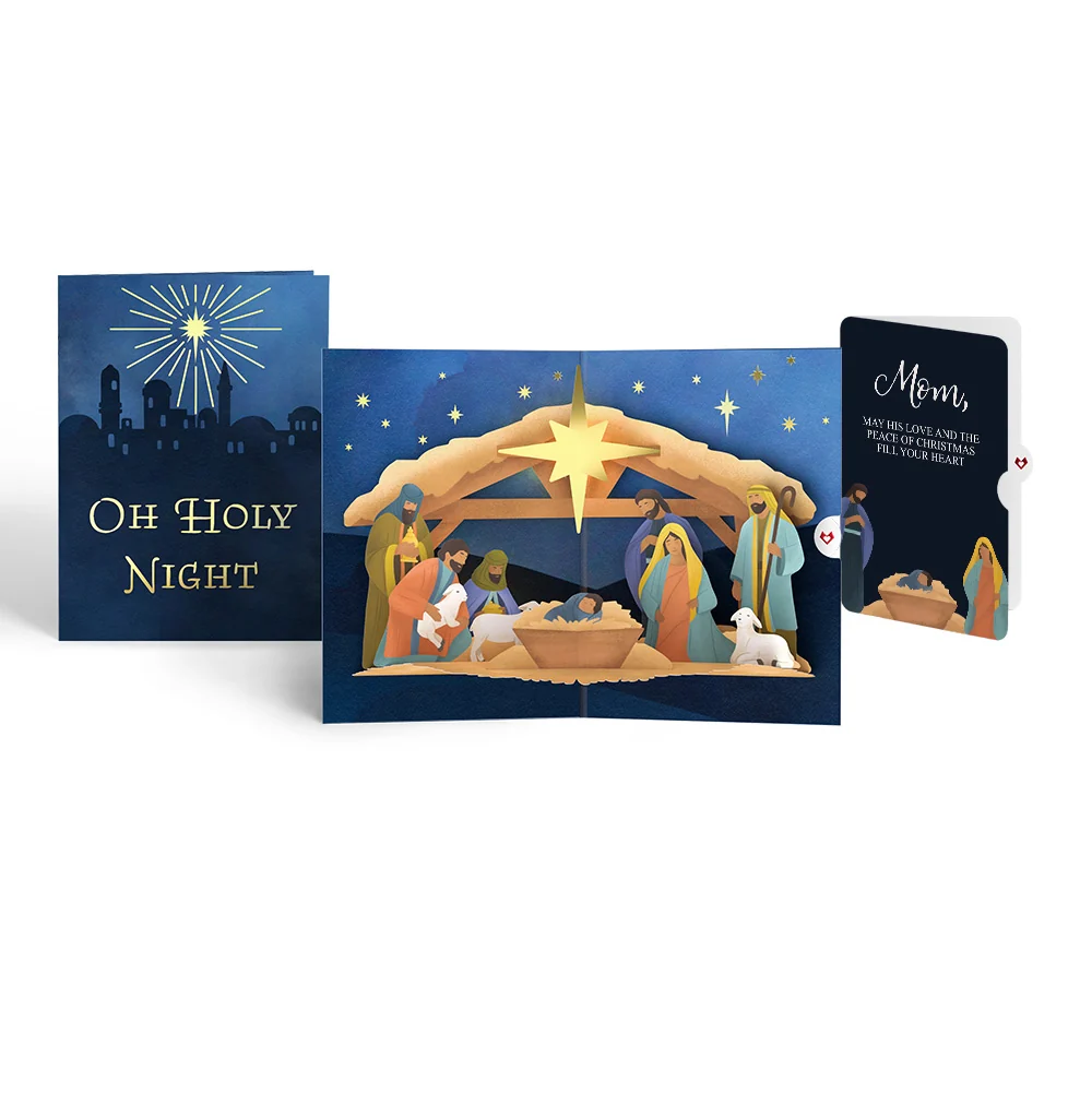 Lovepop Oh Holy Night Nativity Christmas Light-Up Pop-Up Card and Sentiment Set for Mom