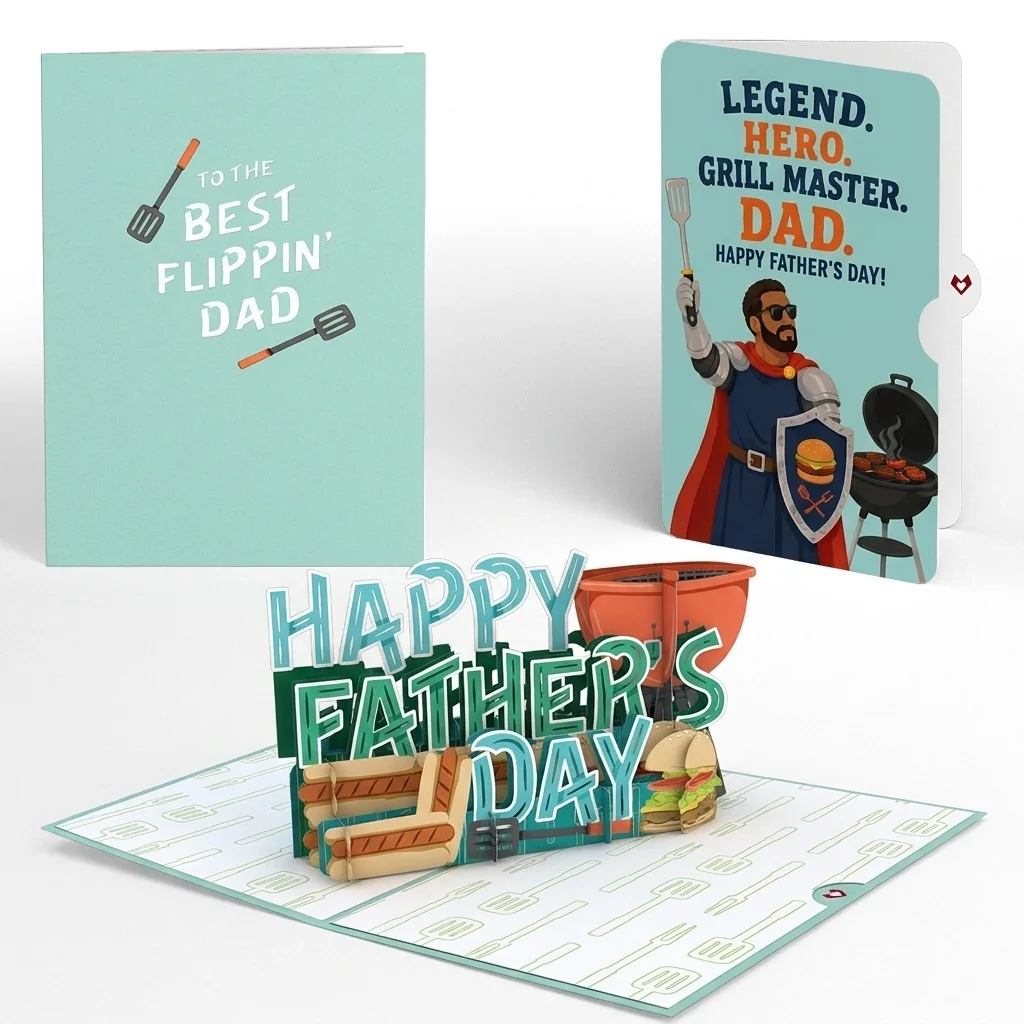Lovepop Best Flippin' Dad Father's Day Pop-Up Card and Grill Master Hero Sentiment Set Utensil