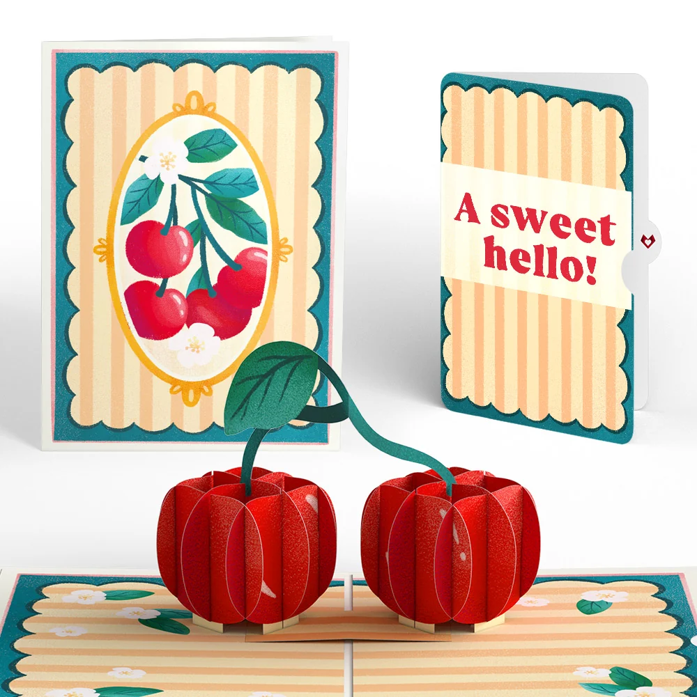 Lovepop Fresh-Picked Cherries Thinking of You Pop-Up Card and Sentiment Set Cream