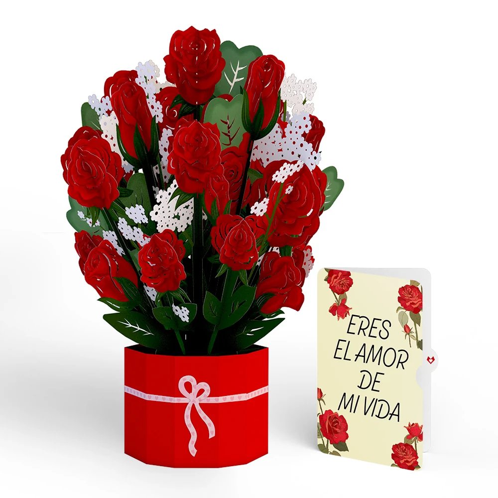 Lovepop Red Rose Eres El Amor De Mi Vida Valentine Grand Bouquet and Sentiment Set Vase