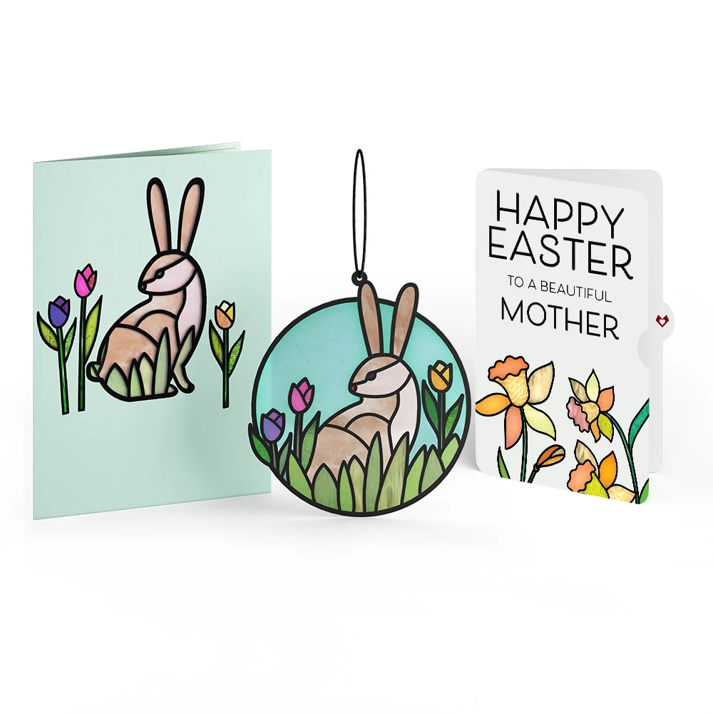 Lovepop Springtime Bunny Easter Suncatcher Card and Sentiment Set for Mom Glass
