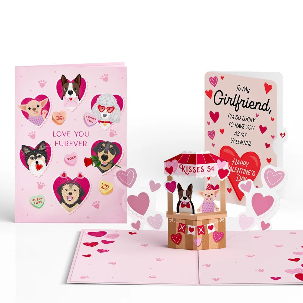 Lovepop Love You Furever Dog Kisses Valentine Pop-Up Card and Sentiment Set for Girlfriend
