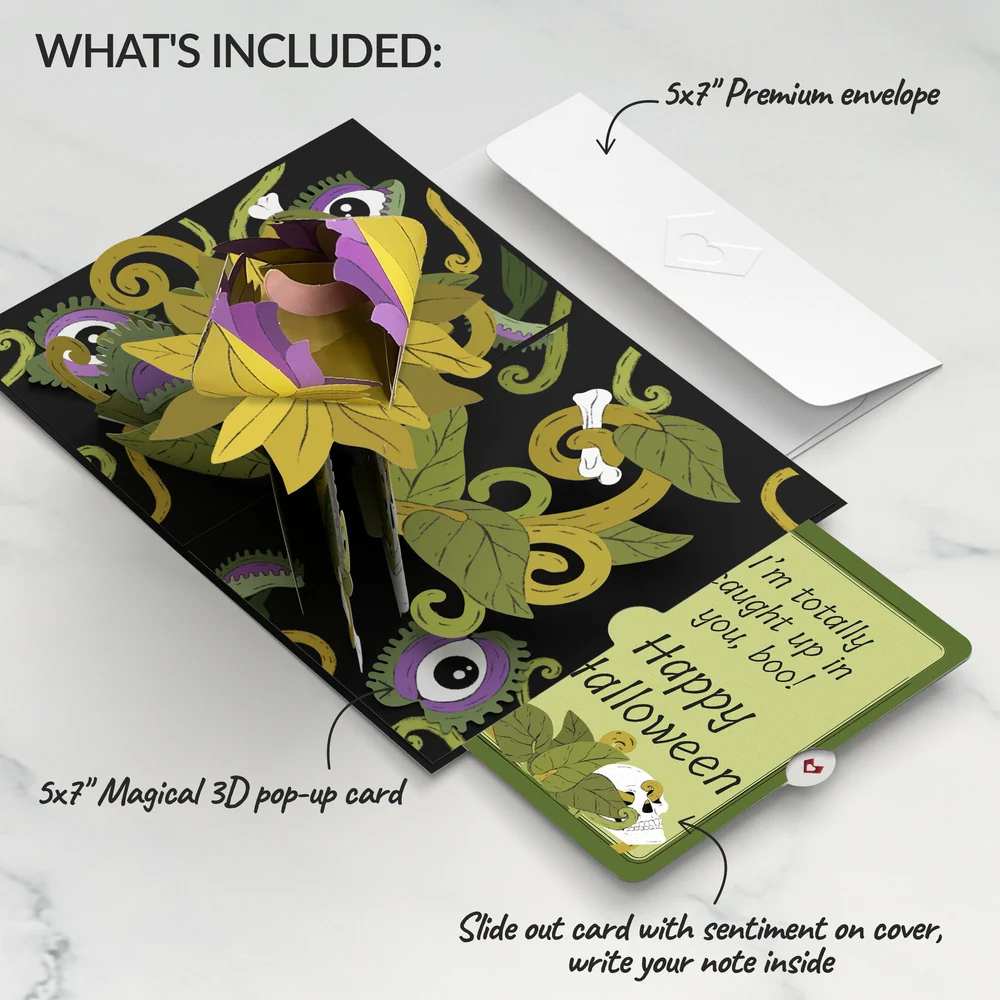 Lovepop Creepiest Greetings Halloween Venus Flytrap Pop-Up Card and Caught Up In You Sentiment Set - Image 2