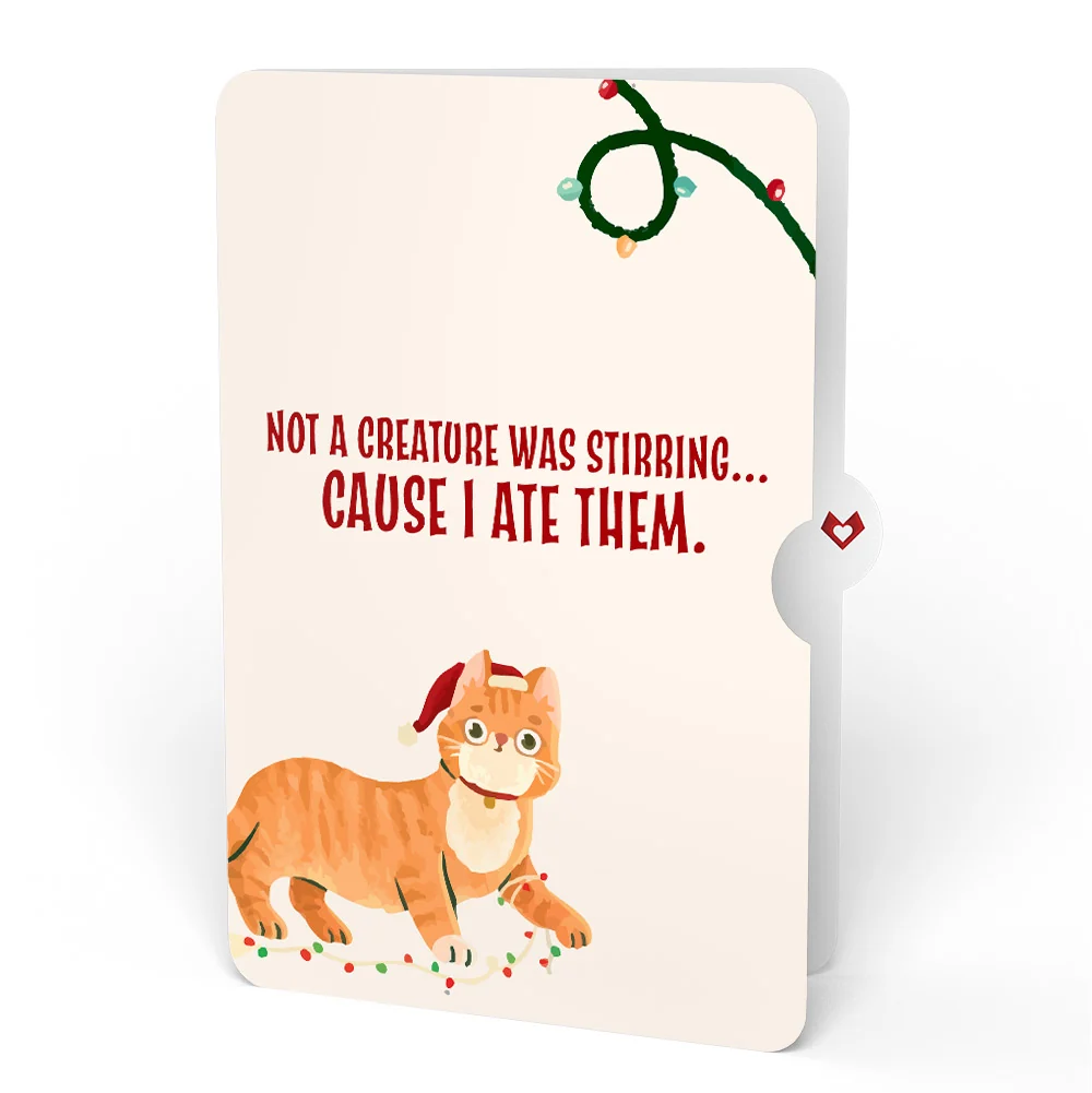 Lovepop Santa Decorating a Christmas Tree Pop-Up Card and Hungry Cat Sentiment Set Cream - Image 4