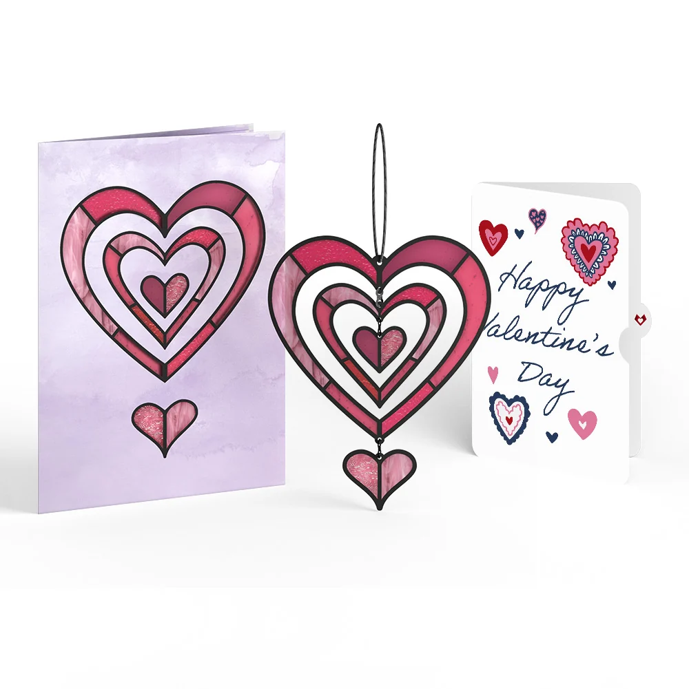 Lovepop Spinning Heart Valentine Suncatcher Card and Sentiment Set Glass