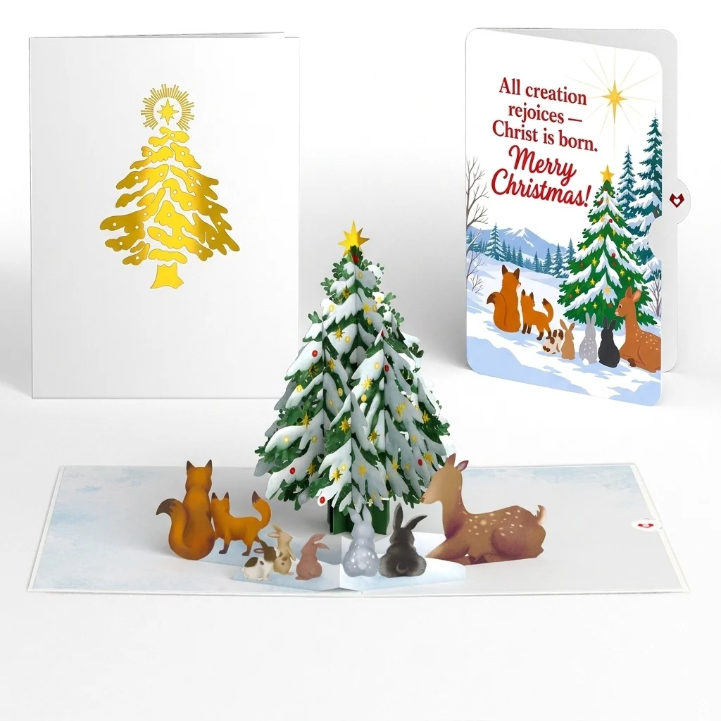 Lovepop Woodland White Christmas Pop-Up Card and Christ Is Born Sentiment Set