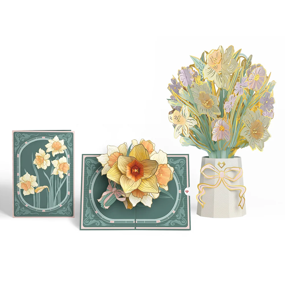 Lovepop Daffodils in Bloom Pop-Up Card & Luxe Bouquet Bundle