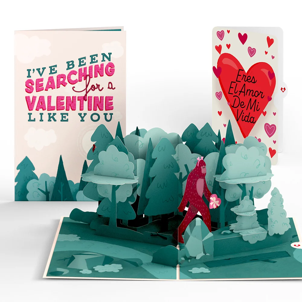 Lovepop Searching for a Valentine Like You Bigfoot Eres El Amor De Mi Vida Valentine Pop-Up Card and Sentiment Set