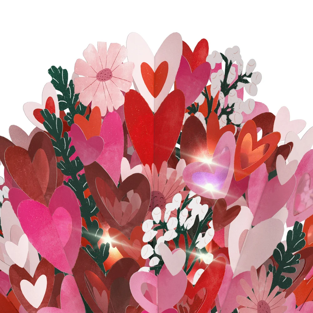 Lovepop Whimsical Hearts Birthday Light-Up Bouquet and Sentiment Set for Husband Vase - Image 3