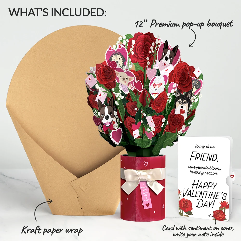 Lovepop I Woof You Dog Valentine Bouquet and Sentiment Set for Friend Vase - Image 2