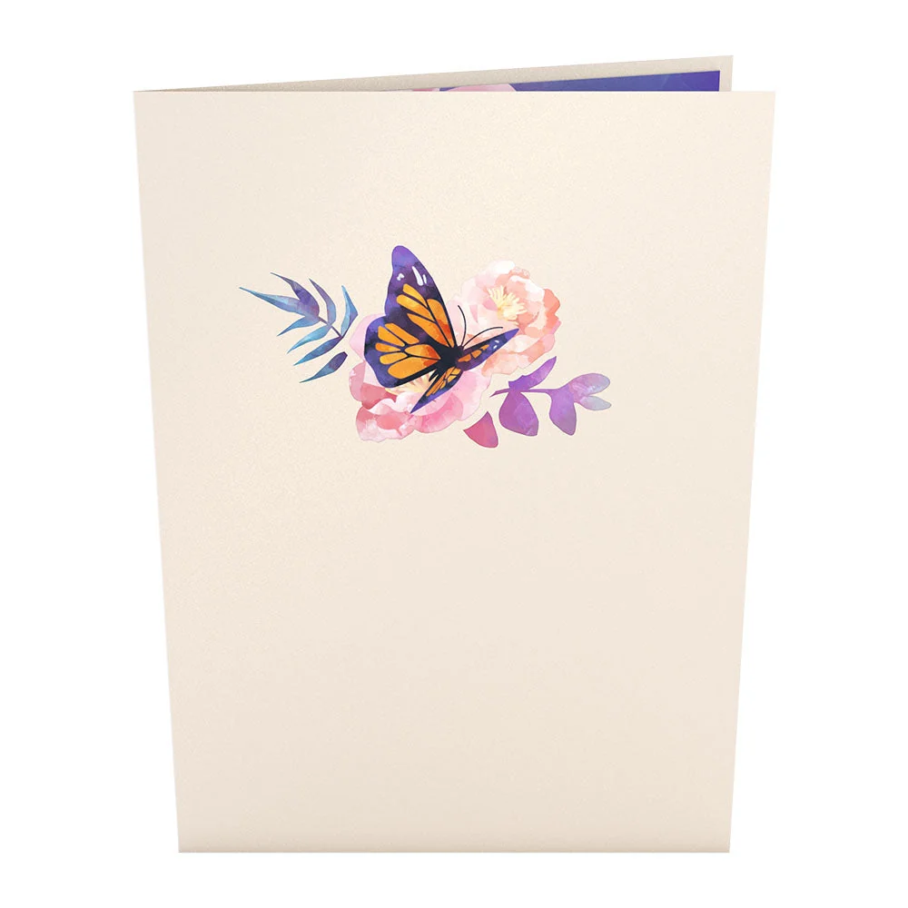 Lovepop Handcrafted Paper Flowers: Pink Roses (6 Stems) with Monarch Butterfly Pop-Up Card Vase - Image 4
