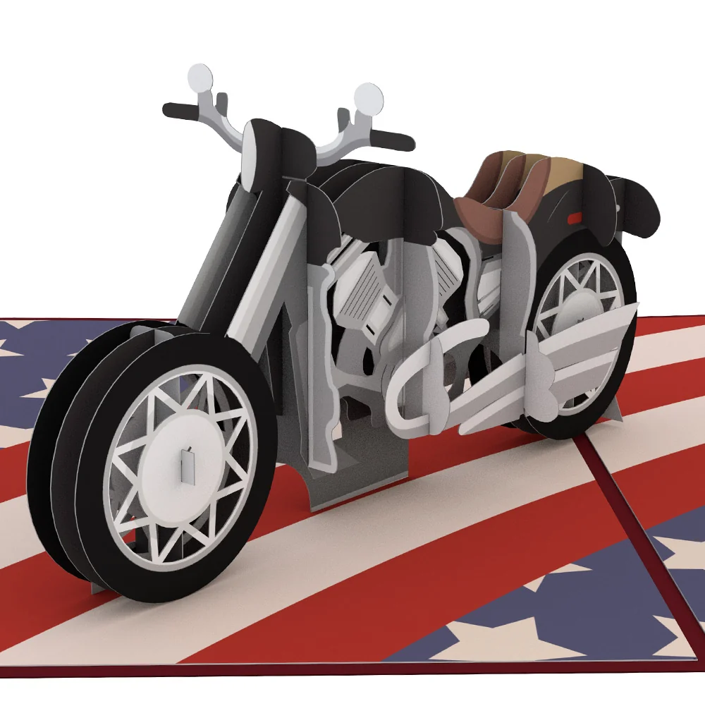 Lovepop American Motorcycle 4th of July Pop-Up Card and Proud to Be Free Sentiment Set Cream - Image 3