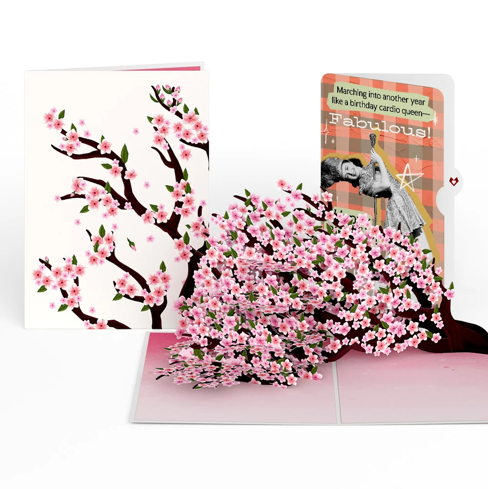 Lovepop Cherry Blossom Branches in Bloom Birthday Pop-Up Card and Cardio Queen Sentiment Set