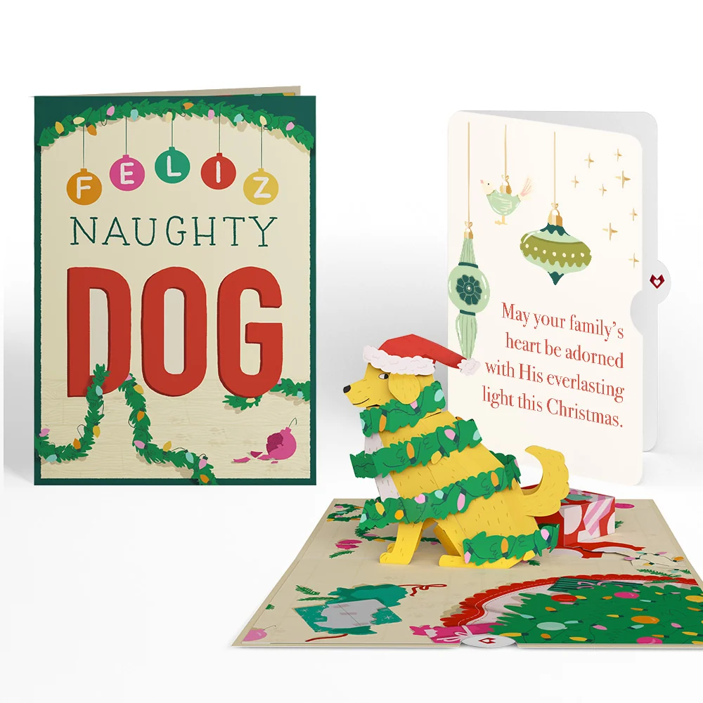 Lovepop Feliz Naughty Dog Christmas Pop-Up Card and Sentiment Set for Family