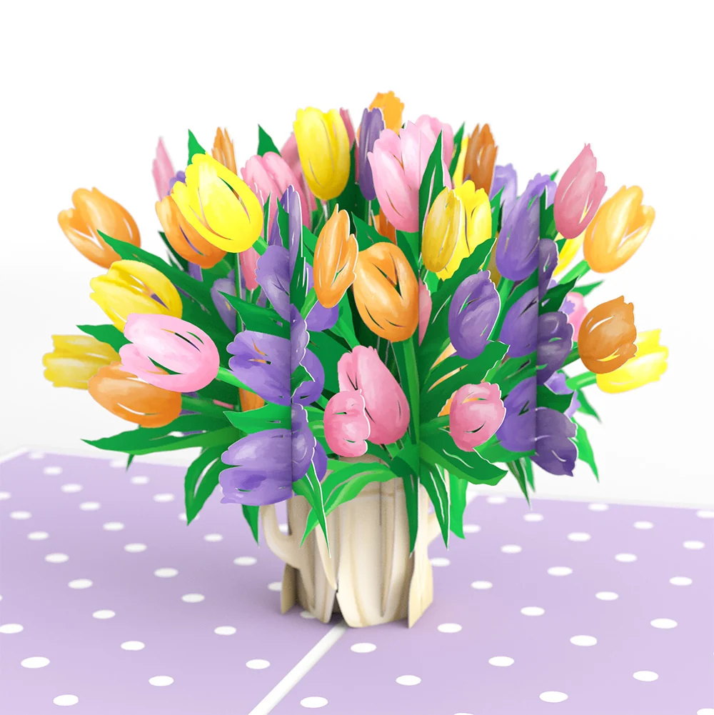 Lovepop Tulips Birthday Pop-Up Card and Sentiment Set for Wife Vase - Image 3