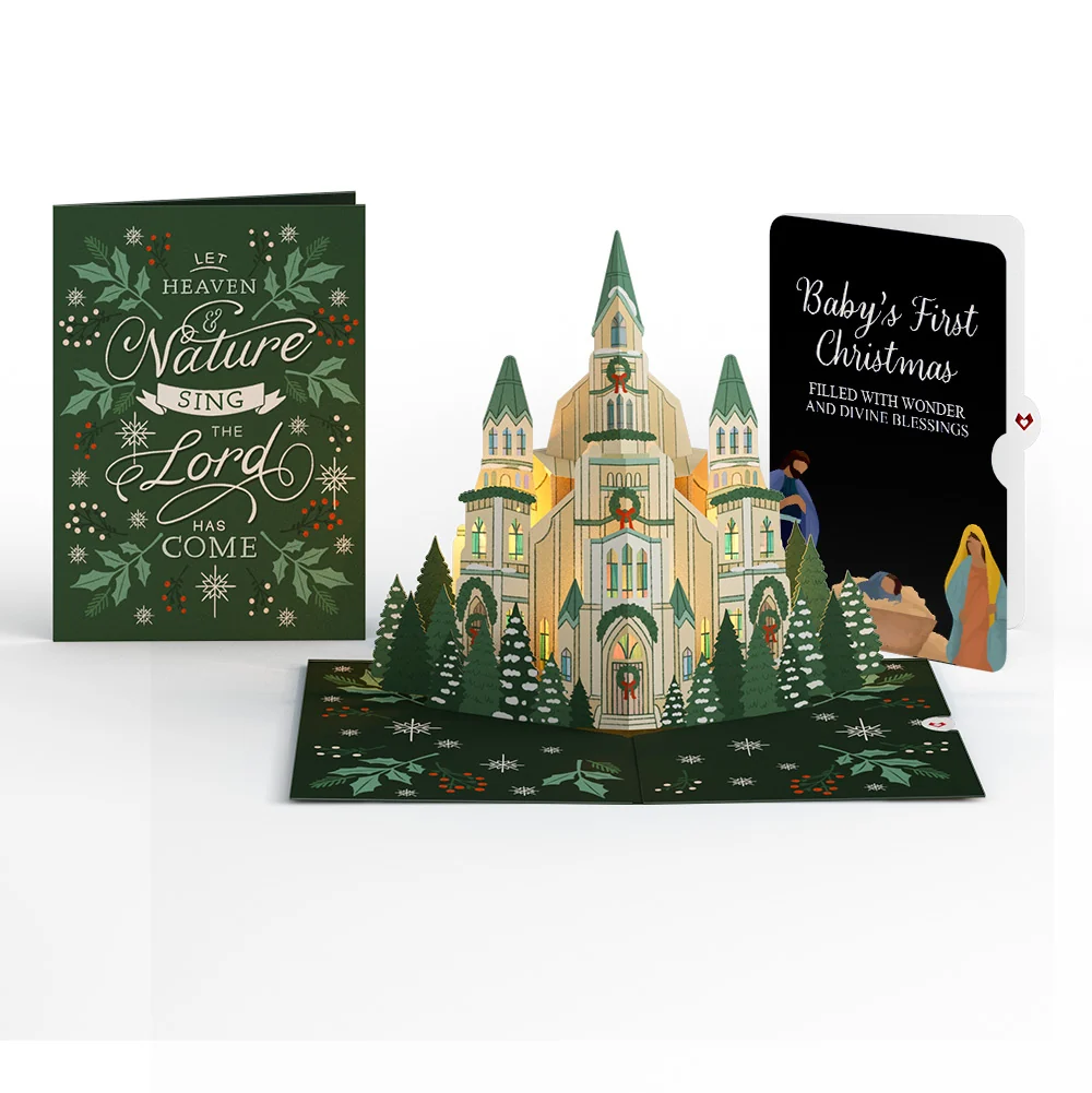 Lovepop Let Heaven & Nature Sing Christmas Music and Lights Pop-Up Card and Sentiment Set for Baby Cream