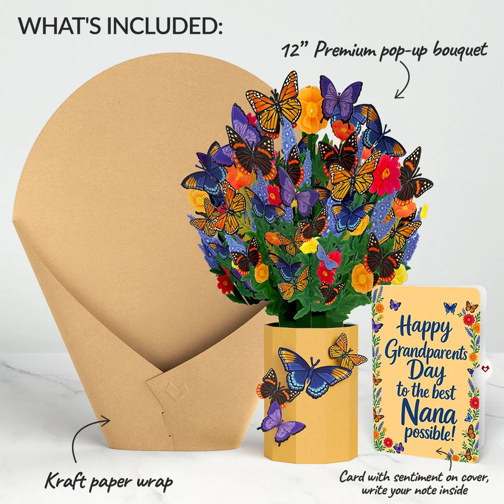 Lovepop Brilliant Butterfly Bouquet and Grandparents Day Sentiment Set Vase - Image 2