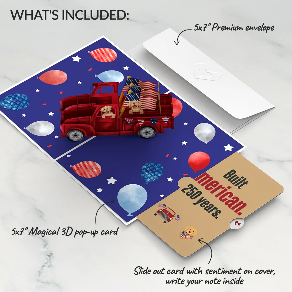 Lovepop Americana Truck 4th of July Pop-Up Card and Built American Sentiment Set - Image 2