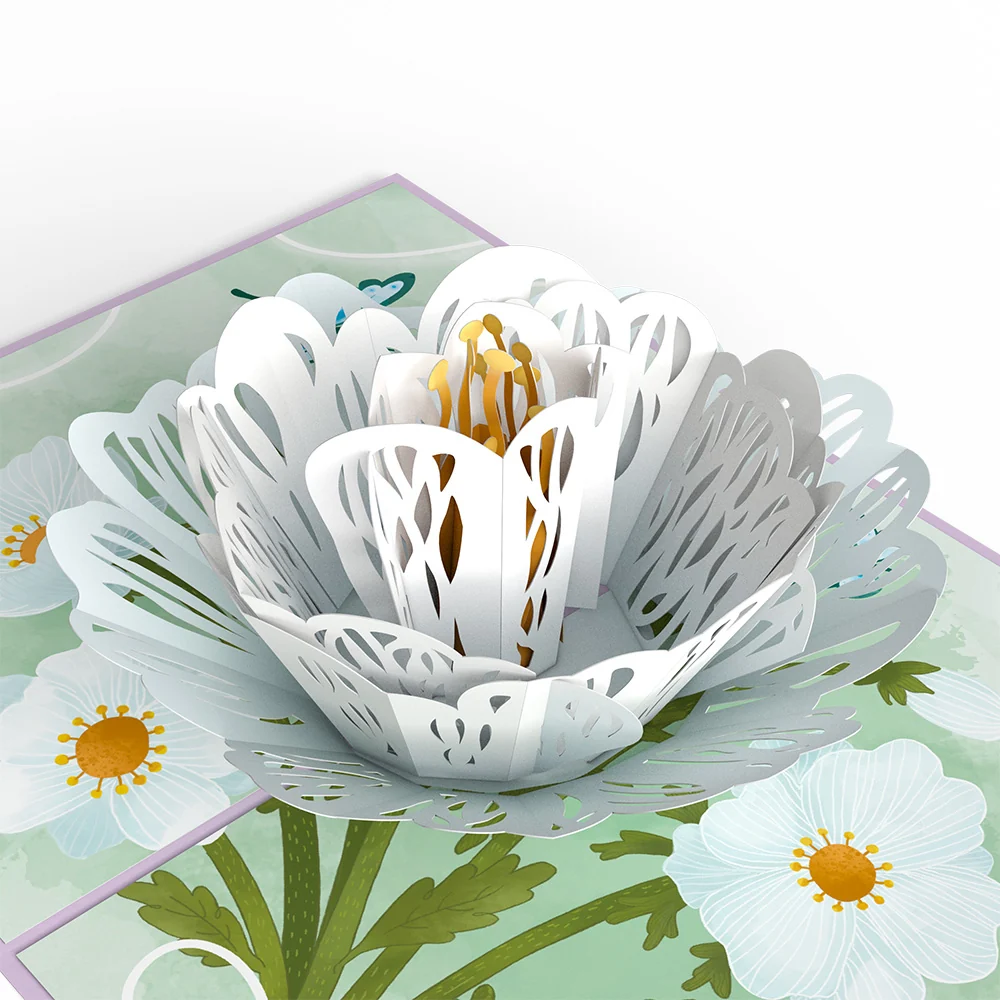 Lovepop Frilly White Poppy Pop-Up Card - Image 2