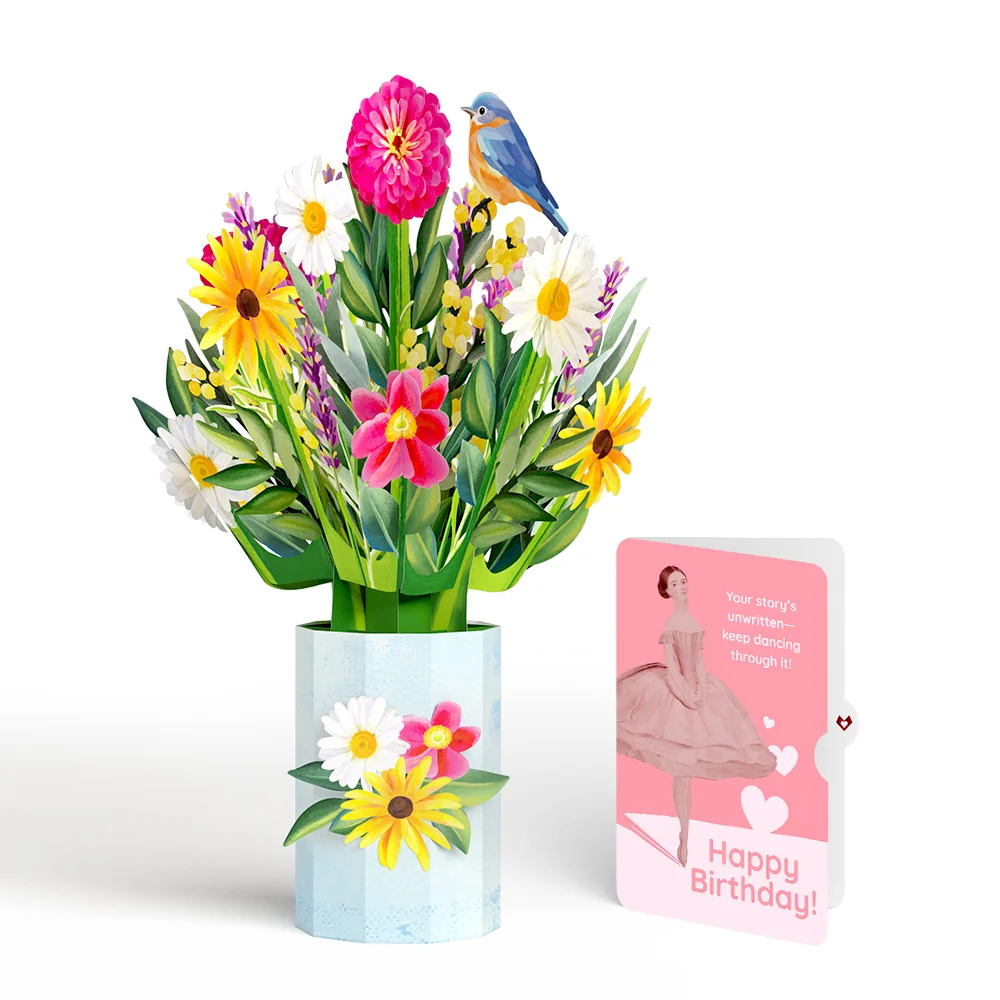 Lovepop Black-Eyed Susan Birthday Bouquet and Dancing Through Life Sentiment Set Vase