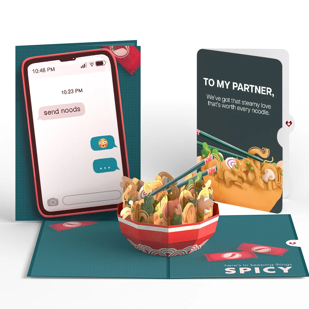 Lovepop Send Noods Spicy Love Pop-Up Card and Sentiment Set for Partner Bowl