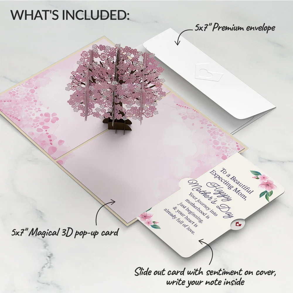 Lovepop Cherry Blossom Mother's Day Pop-Up Card and Sentiment Set for Expecting Mom - Image 2