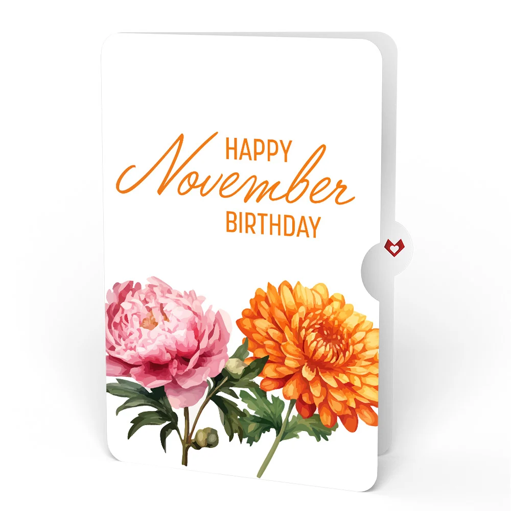 Lovepop Born to Bloom: November Birth Month Flowers Pop-Up Card and Chrysanthemum & Peony Sentiment Set Cream - Image 4