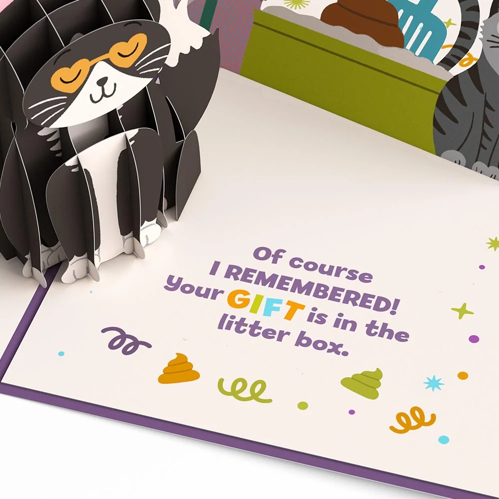 Lovepop Your Gift Is in the Litterbox Birthday Cat Pop-Up Card - Image 3