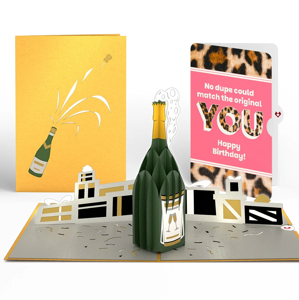 Lovepop Champagne Celebration Birthday Pop-Up Card and The original YOU Sentiment Set Bottle