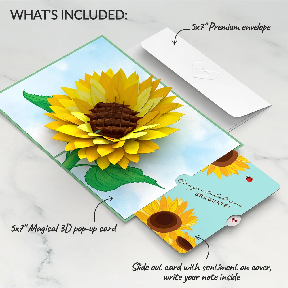 Lovepop Sunflower Bloom Graduation Pop-Up Card and Sentiment Set - Image 2