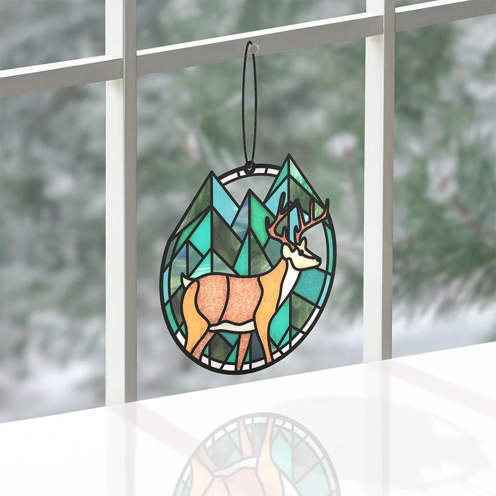 Lovepop Calm Among the Trees Elk Suncatcher Card