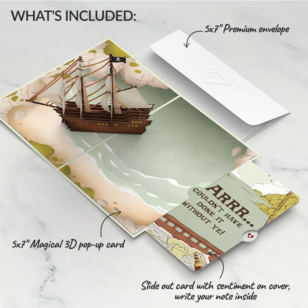 Lovepop Pirate Ship Thank You Pop-Up Card and Sentiment Set Cream - Image 2