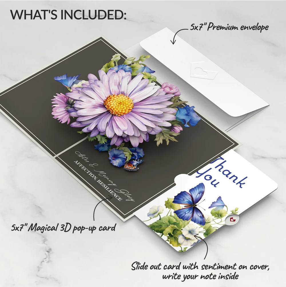 Lovepop Born to Bloom: September Birth Month Flowers Thank You Pop-Up Card and Sentiment Set Cream - Image 2