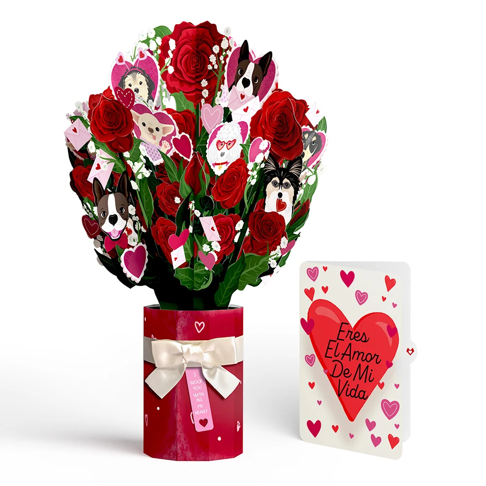 Lovepop I Woof You Dog Eres El Amor De Mi Vida Valentine Bouquet and Sentiment Set Vase