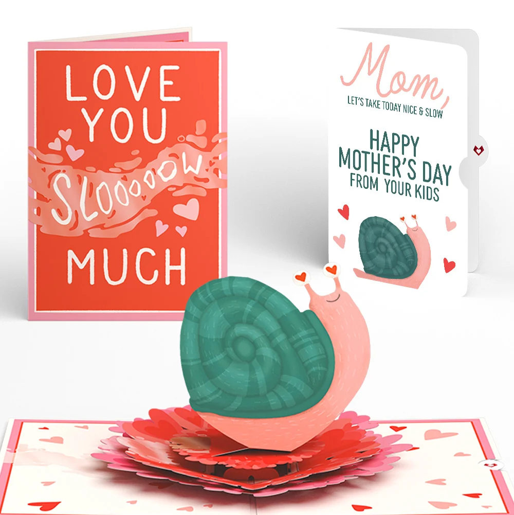 Lovepop Love You Slow Much Snail Mother’s Day Pop-Up Card and Blushing Snail from Your Kids Sentiment Set for Mom