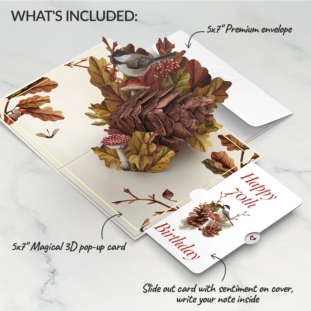 Lovepop Fall Forest Floor 70th Birthday Pop-Up Card and Sentiment Set Cream - Image 2