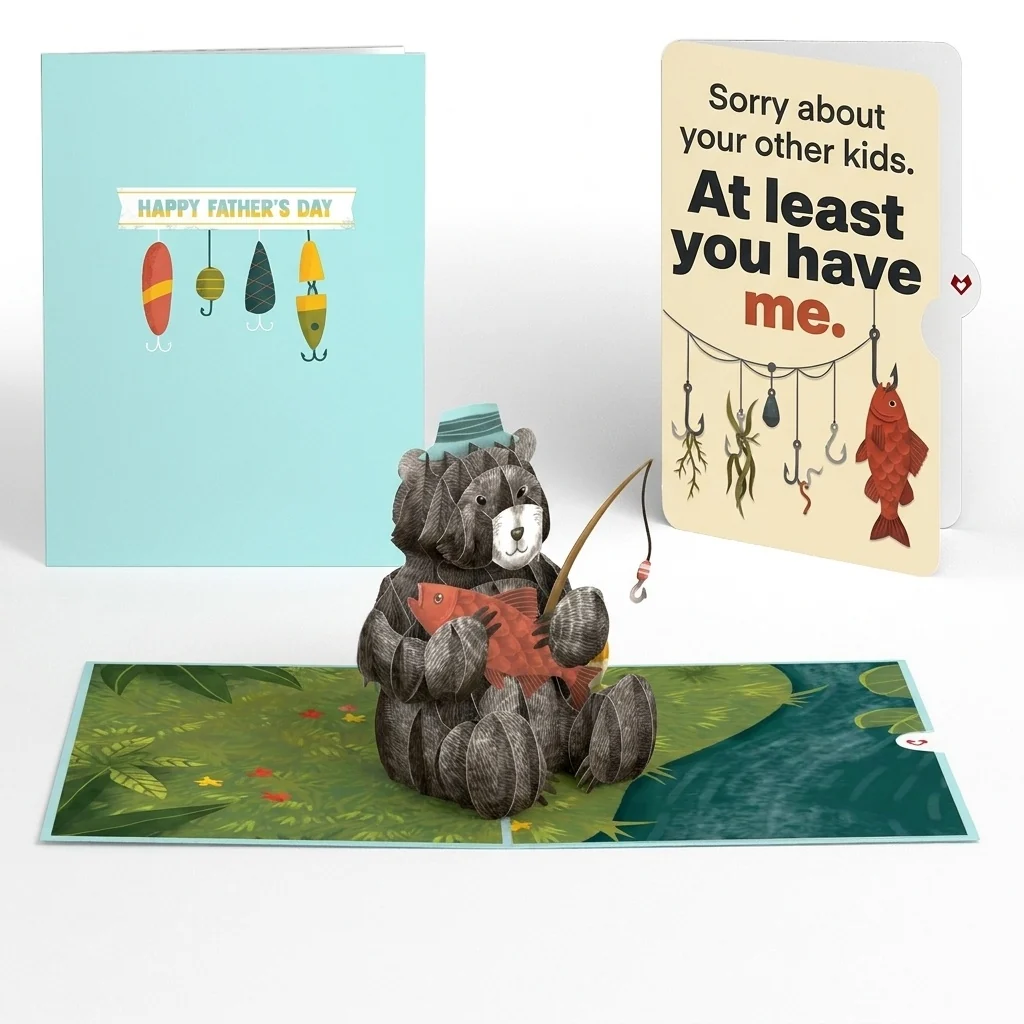 Lovepop Father's Day Fishing Bear Pop-Up Card and Sentiment Set Cream